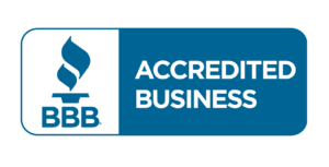 Blue & White Better Business Bureau logo reading "Accredited Business"