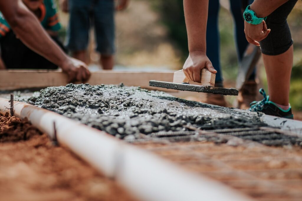 pouring concrete